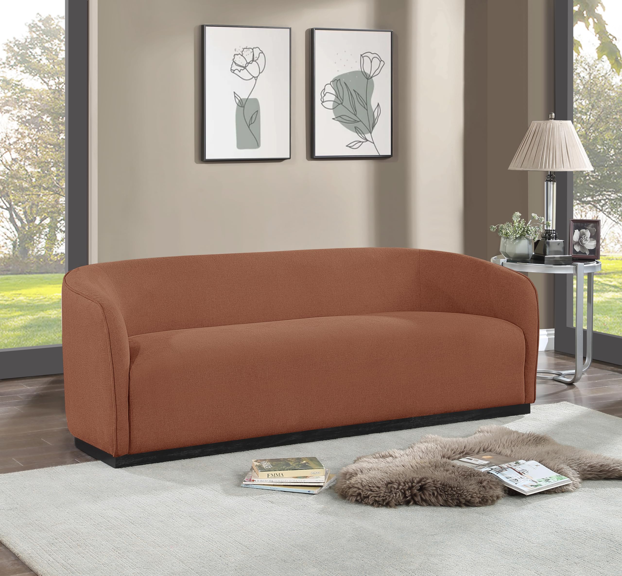 675Cognac-S Mylah Collection Modern | Contemporary Sofa with Soft Cognac Fabric