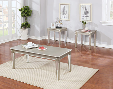 Barent Contemporary Wood 3-Piece Coffee Table Set with Mirrored Legs