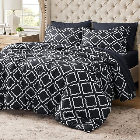 Navy Blue Quatrefoil Comforters Queen Size