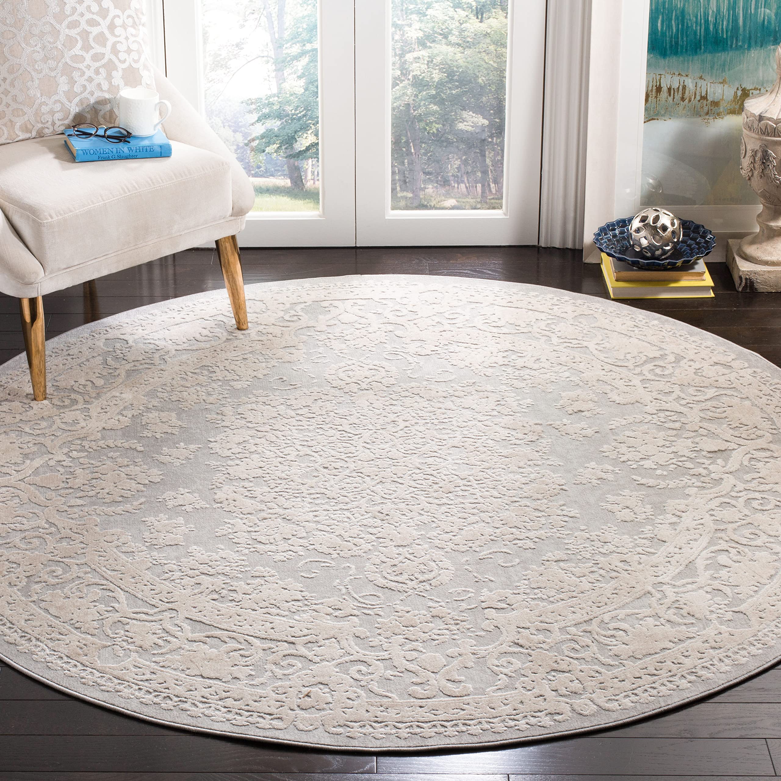 Reflection Collection 3' Round Light Grey/Cream RFT664C French Country Oriental