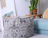 ART Parsley Gray Cube Bean Bag Cover- 20x20x20 inches –Luxury Pouf Ottoman, Room