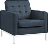 Loft Upholstered Fabric Mid-Century Modern Loveseat In Teal