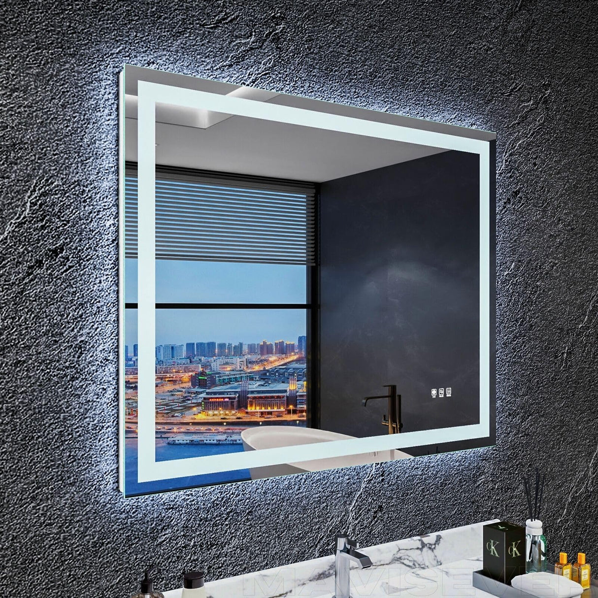 Bathroom Mirror 40"x 32", Front Lit and Backlit LED Mirror with Lights