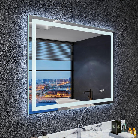 Bathroom Mirror 40"x 32", Front Lit and Backlit LED Mirror with Lights