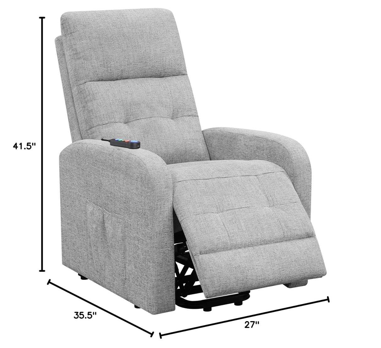 Tufted Upholstered Grey Power Lift Recliner 609402P