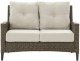 Crosley Furniture Rockport Wicker Outdoor Loveseat, 2-Person Patio Couch for Porch, Deck, Backyard, Balcony, Light Brown