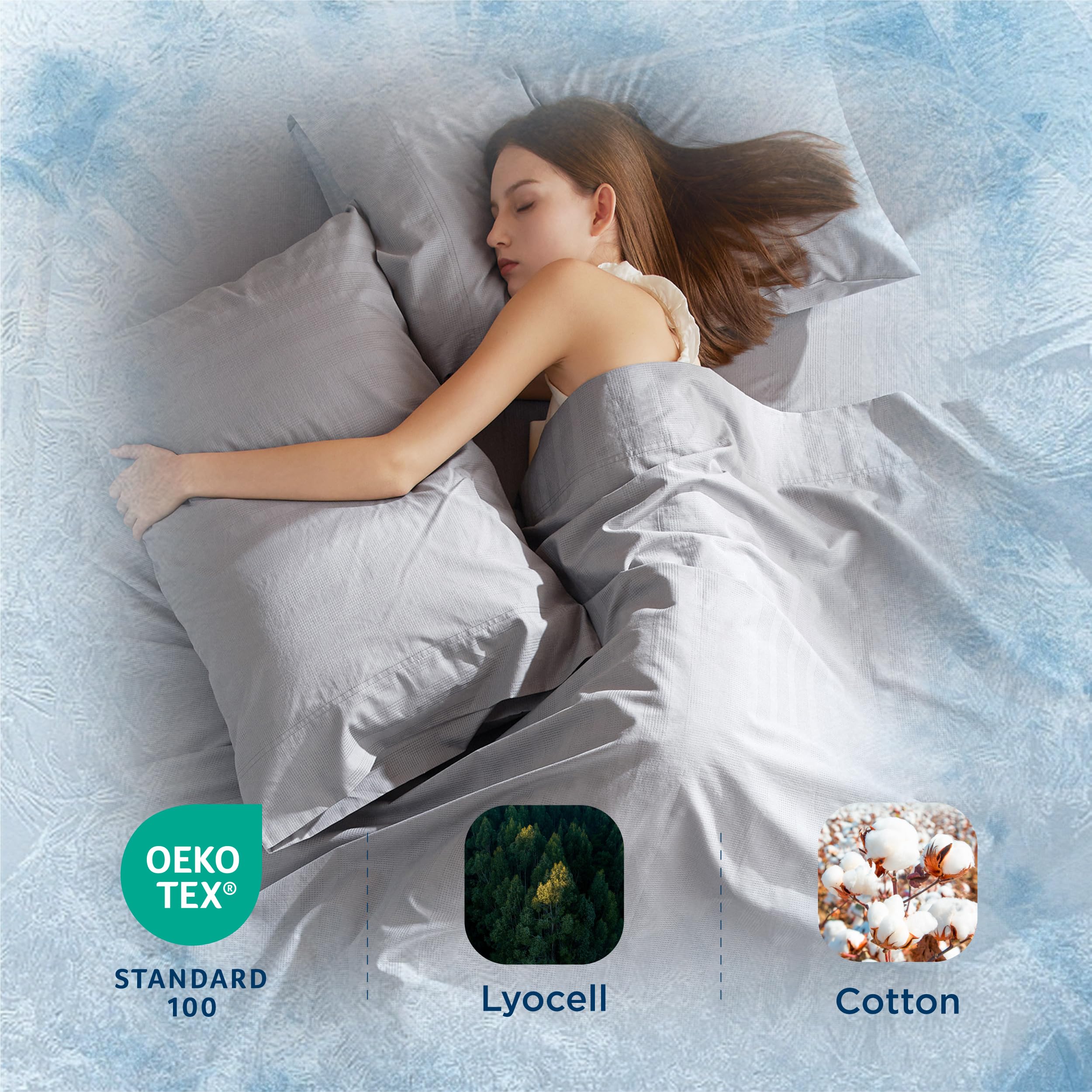 Cooling Sheets for Hot Sleeper, Lyocell Cotton Queen Size Sheets, Temperature Regulating