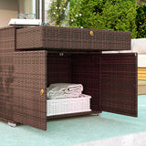 Outdoor Storage Cabinet, Hot Tub Accessory Storage, Freestanding PE Rattan Wicker Cabinet