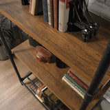 Iron City Tall Bookcase/Book Shelf, Checked Oak Finish