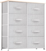 Fabric Dresser for Bedroom, Tall Storage Dresser with 8 Drawers, Rustic Dresser & Chest of Drawers