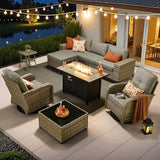 5 Pieces Patio Furniture Set Outdoor Sectional Sofa Couch with Comfy Cushions and Deep Seat
