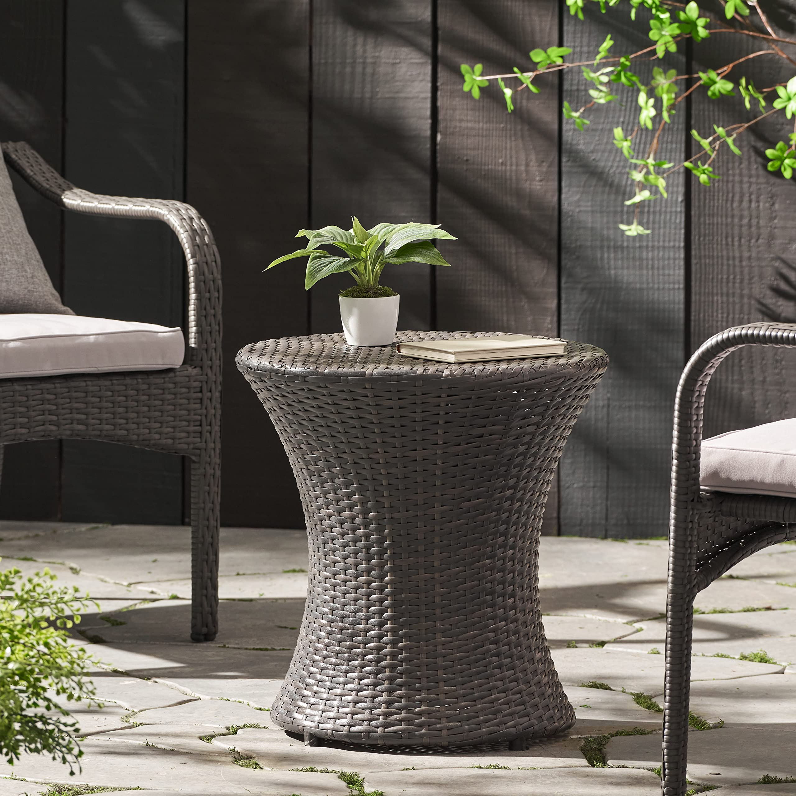 Christopher Knight Home Adriana Outdoor PE Wicker Accent Table, Grey - Bircata