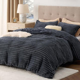 Fluffy Duvet Cover Set - Ultra Soft Plush Shaggy Comforter Cover Queen Size, Warm