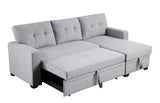 82 inch Convertible L Shaped Sleeper Sectional Sofa Linen with Storage Chaise