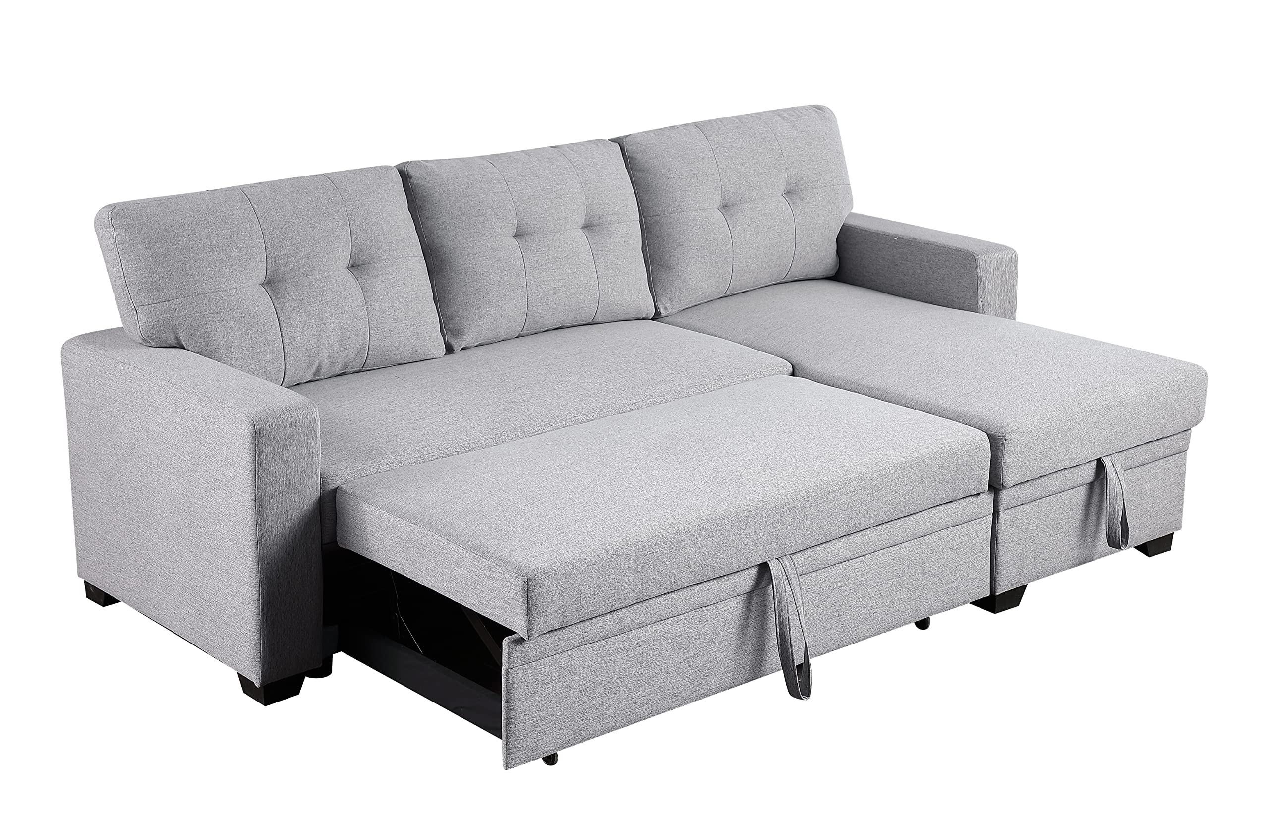 82 inch Convertible L Shaped Sleeper Sectional Sofa Linen