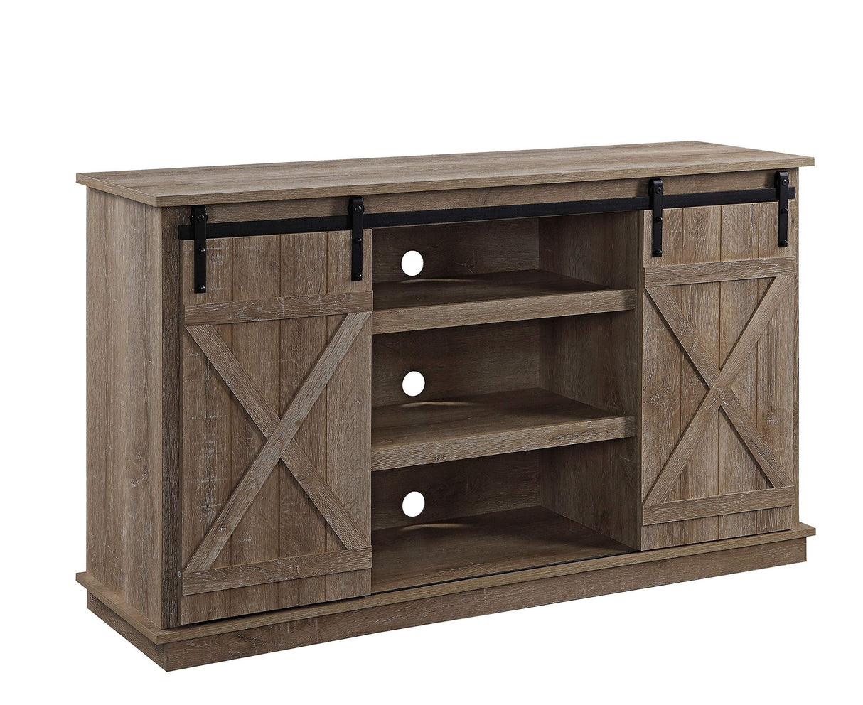 2-Door TV Stand with Cable Management Holes in Oak