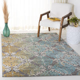 Evoke Collection 8' x 10' Royal / Light Blue EVK230A Medallion Damask Non-Shedding Living Room