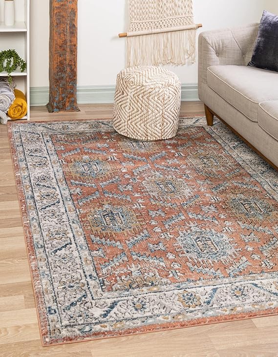 Nyla Collection Area Rug 10' x 14' Salmon Pink