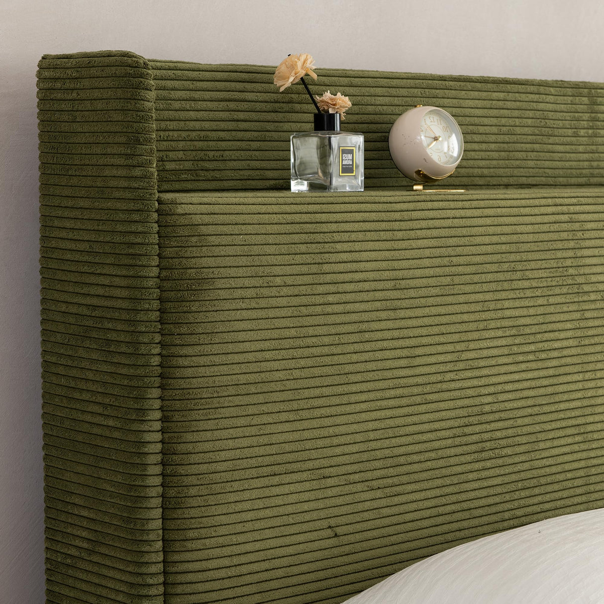 Queen Bed Frame with Storage Drawers - Upholstered Headboard