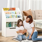 Bookcase Multi-Shelf Rack Organizer with Storage Drawer for Books, Playroom, White