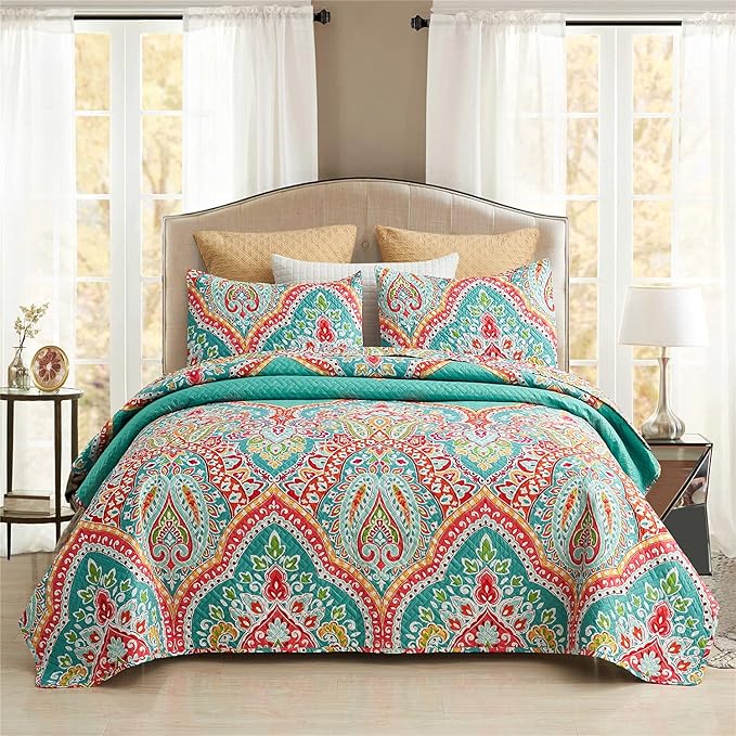 Queen Quilt Set, 3-Piece Queen Size Quilt Sets with 2 Pillow Shams