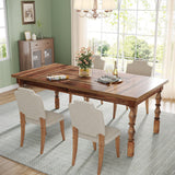 62” Wood Dining Table for 4-6 People, Farmhouse Large Rectangle Kitchen Table,