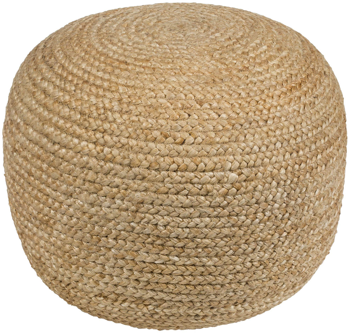 Artistic Weavers Ruiri Braided Round Jute 16" H x 20" W x 20" D Pouf, Wheat