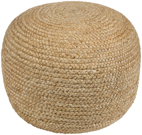 Artistic Weavers Ruiri Braided Round Jute 16" H x 20" W x 20" D Pouf, Wheat