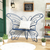 50 Inches Outdoor Bench, Garden Bench with Sturdy Iron Metal Frame