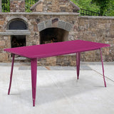 Commercial Grade 31.5" x 63" Rectangular Black Metal Indoor-Outdoor Table