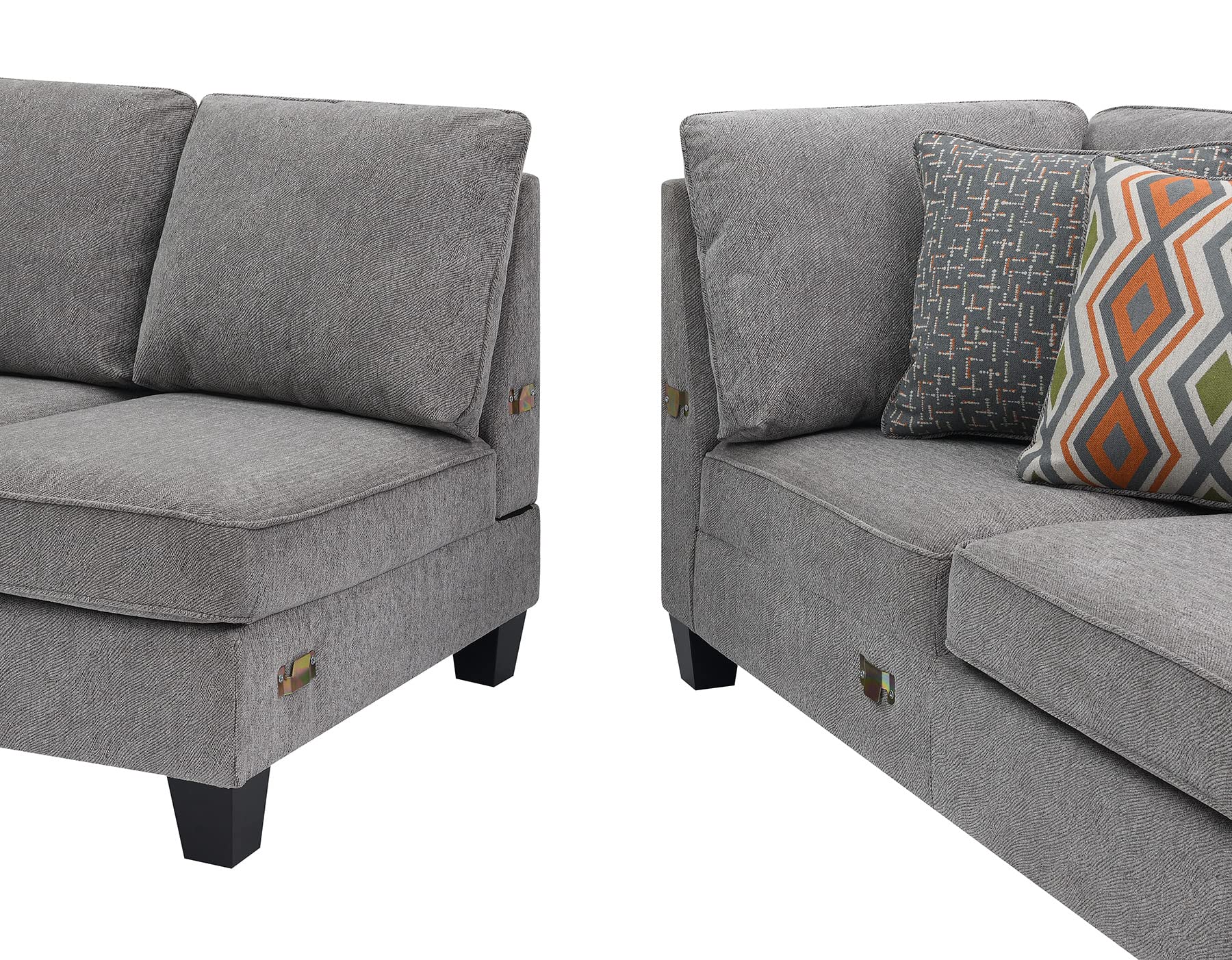 Sectional Sofa with 4 Cushions, Modern Tufted Micro Cloth L-Shaped Sofa Couch