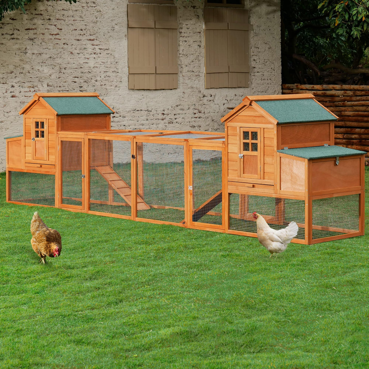 Breltam 157" Large Chicken Coop Hen House Wooden Chicken House Poultry Cage