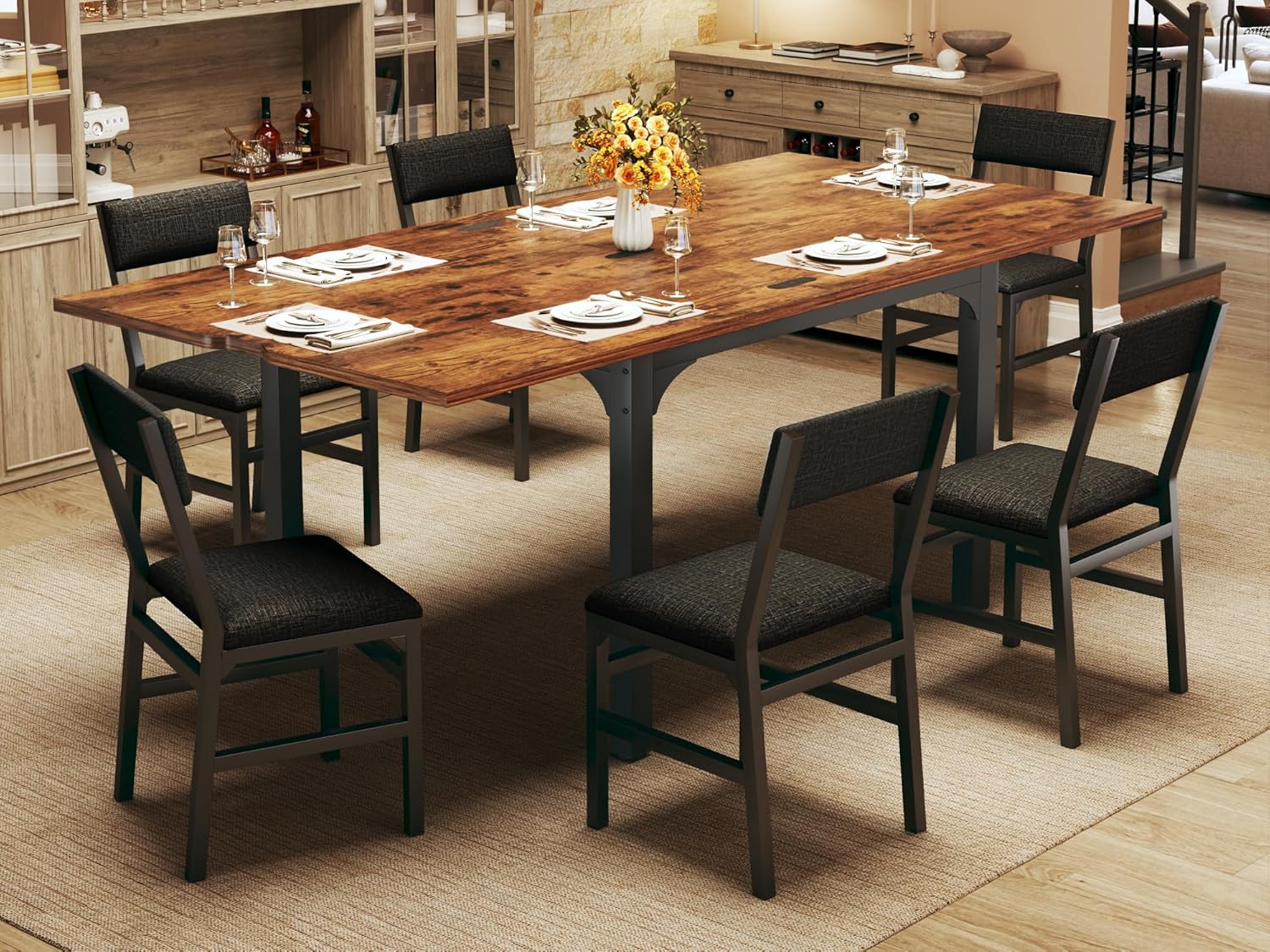 7-Piece Extendable Dining Set - Grey Oak
