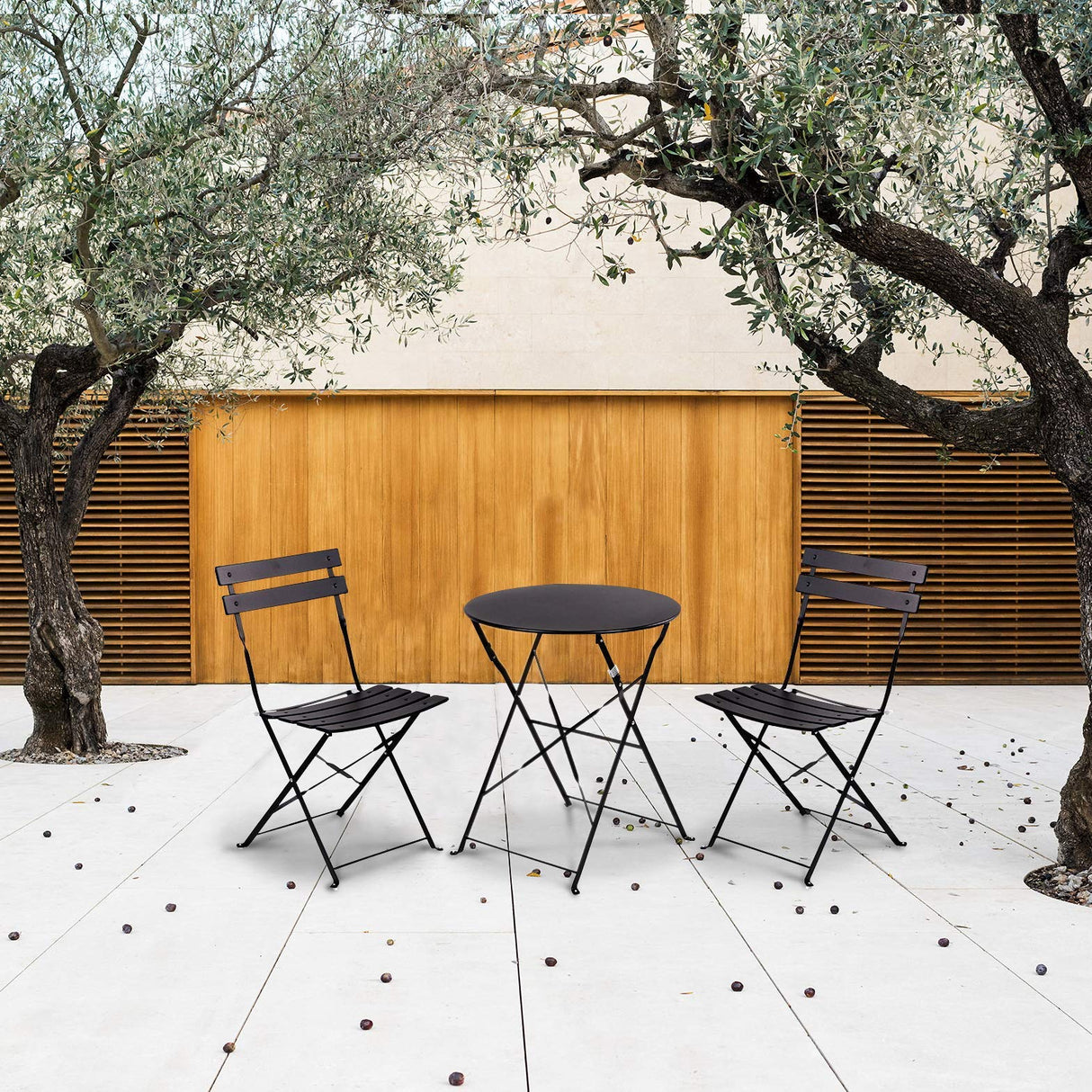 Premium Frame Patio Bistro Set, Folding Outdoor Patio Furniture Sets, 3-Piece Patio Set