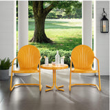 Griffith 3-Piece Outdoor Chair and Side Table Set, Retro Metal Bistro Patio Sets