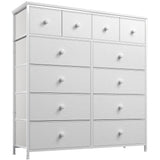 White Dresser for Bedroom with 12 Drawers Dressers & Chest of Drawers with Wood Top