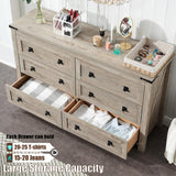 Farmhouse 6 Drawers Dresser for Bedroom, Wood Rustic Wide Chest of Drawers