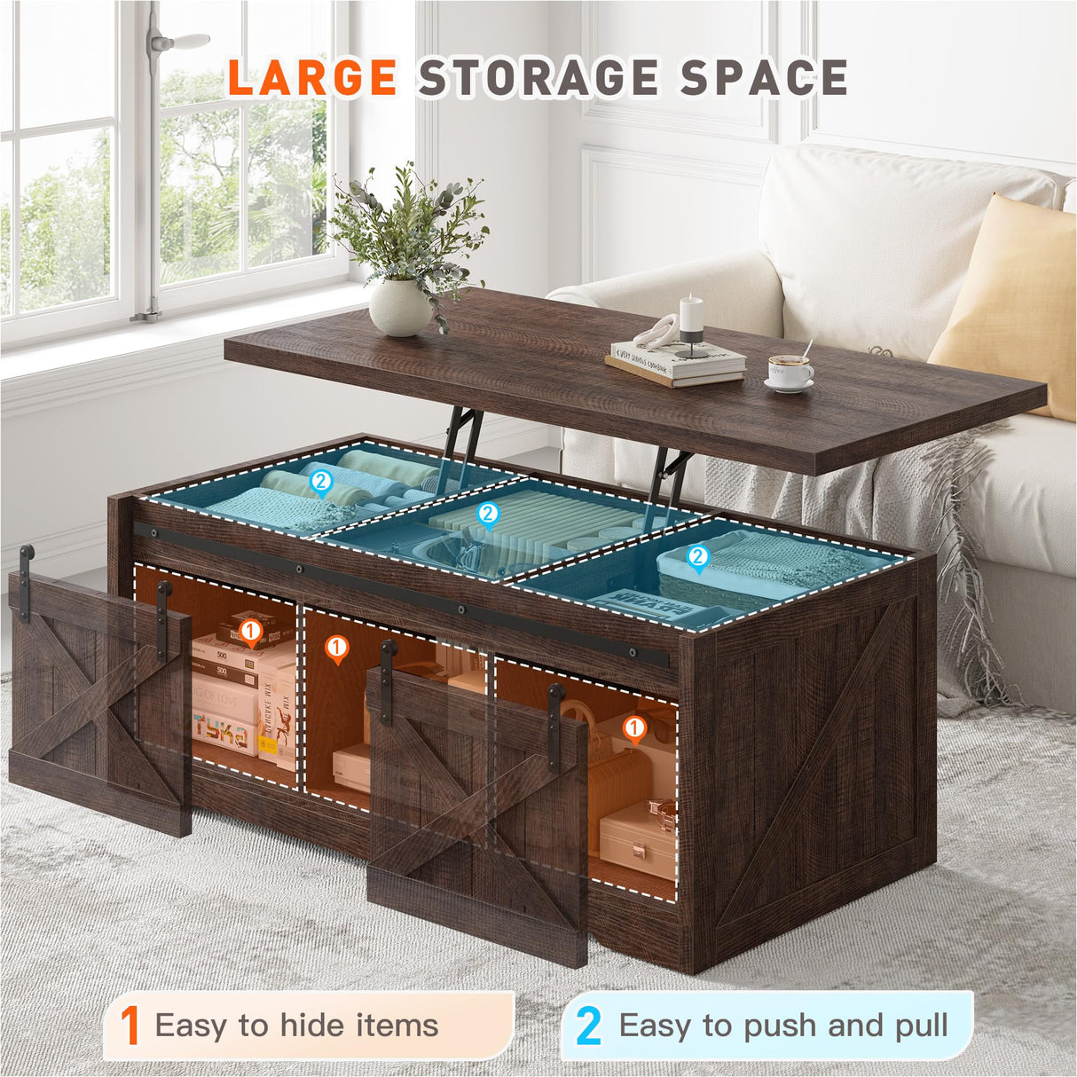 Lift Top Coffee Table with Storage Modern Coffee Table