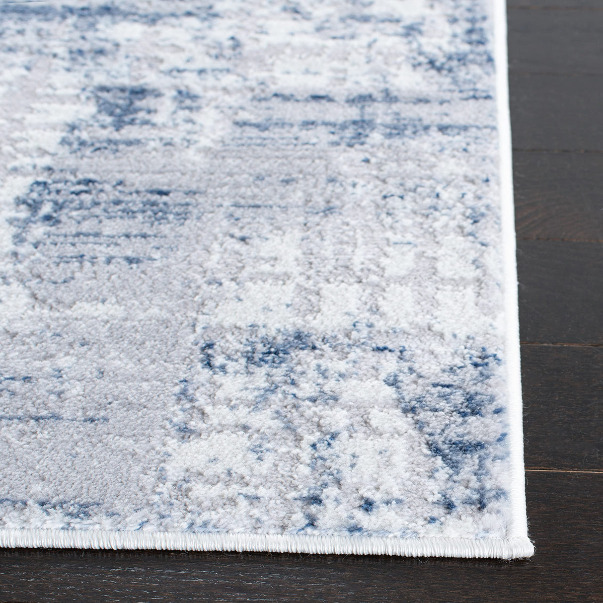 Amelia Collection Accent Rug - 4' x 6', Navy & Light Grey, Modern Abstract Distressed Design,