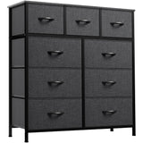 9 Drawers Fabric Dresser - Storage Tower Organizer Unit for Living Room, Closets