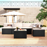 Outdoor Furniture Sofa Set PE Rattan Black Wicker, Patio Chaise Lounge Chair