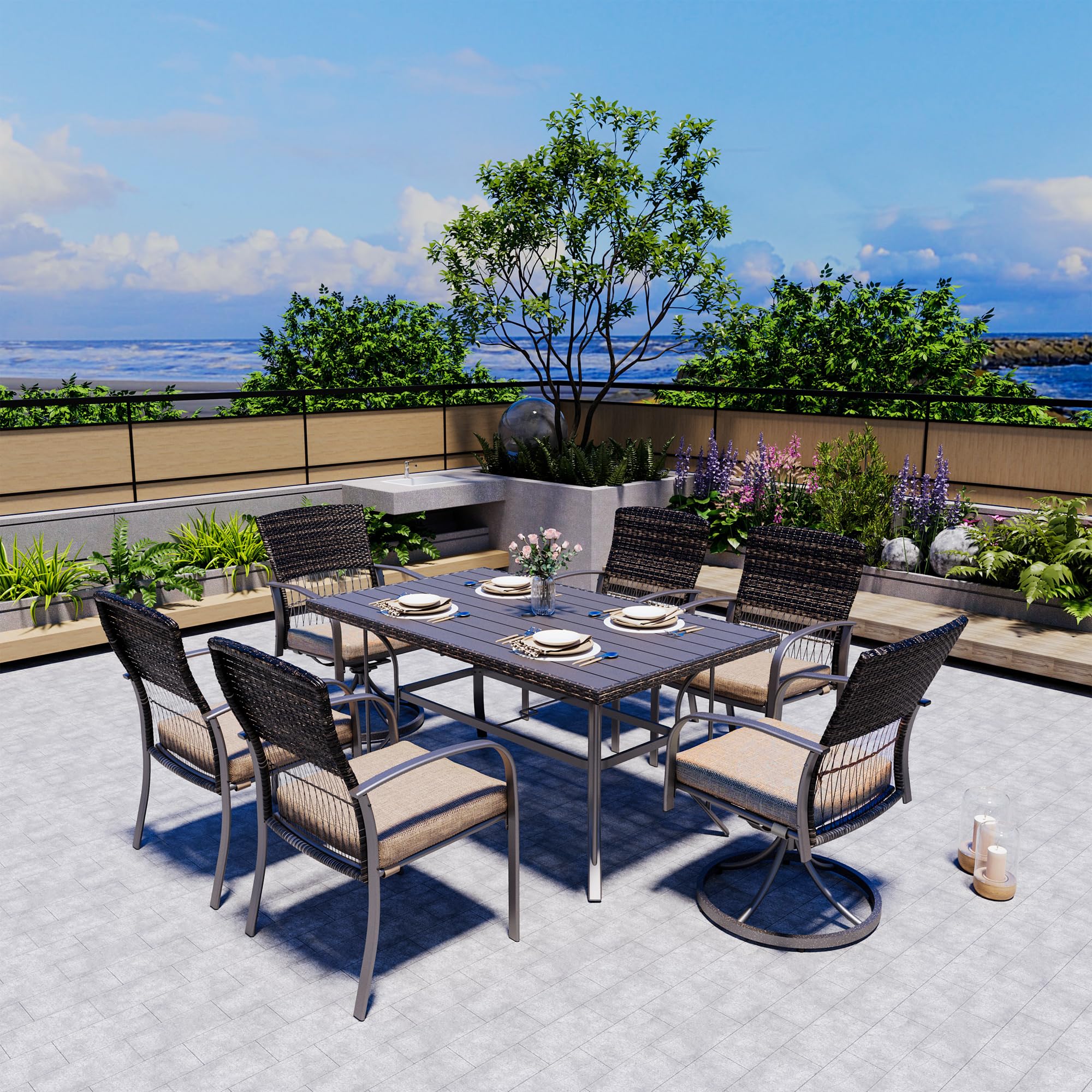 ,Outdoor Wicker Furniture Set for Backyard Garden Deck