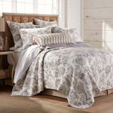 Ophelia Quilt Set - Full/Queen Quilt and Two Standard Shams - Floral - Taupe Grey Cream Blush