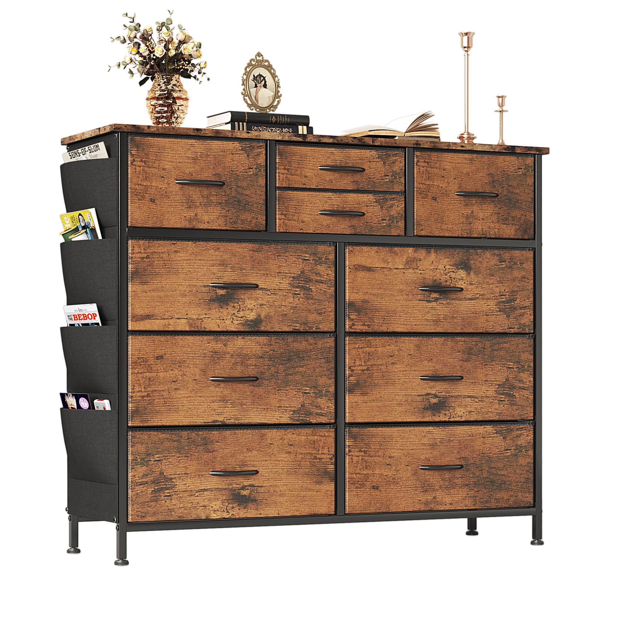 10 Drawer Dresser, Dresser for Bedroom, Fabric Storage Dresser