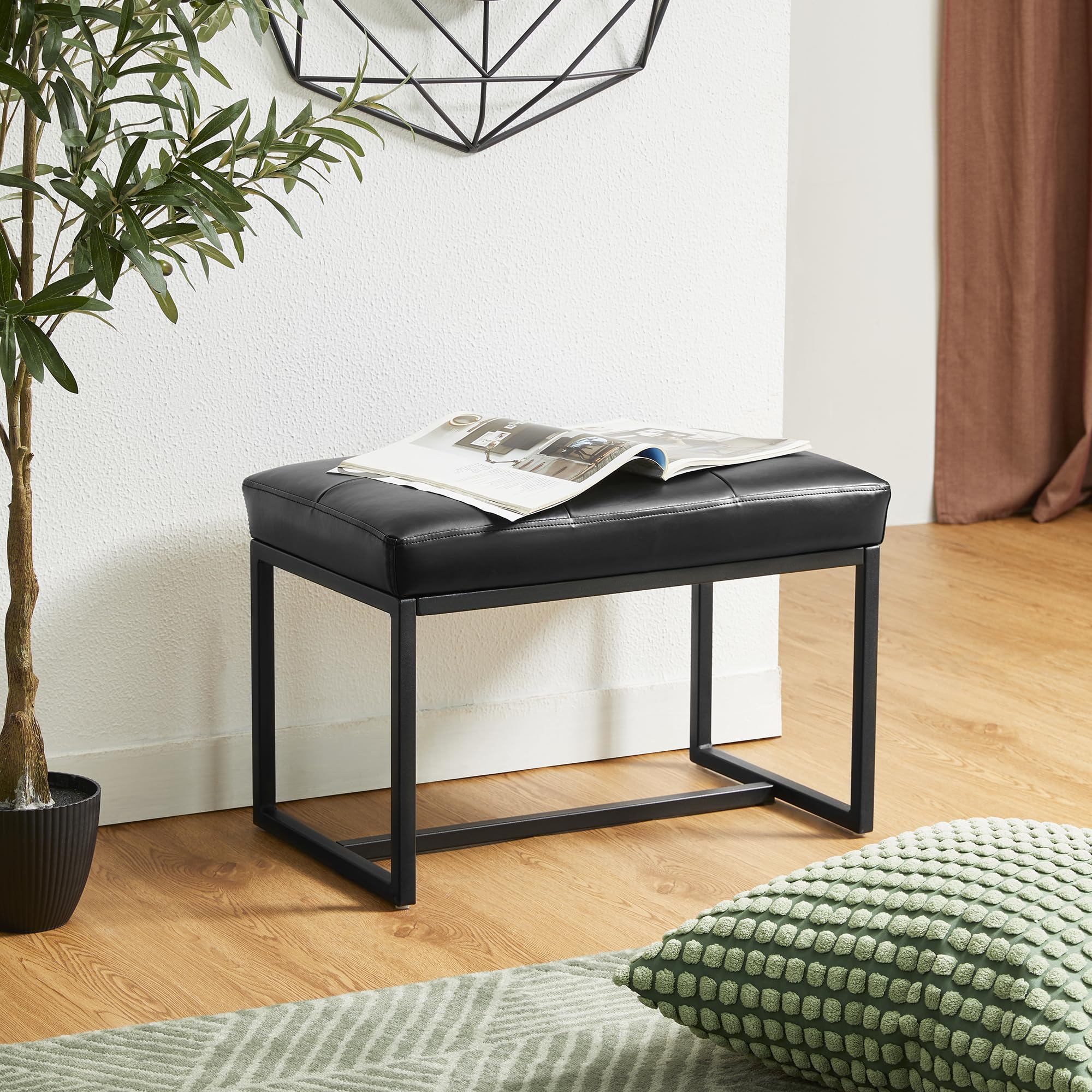 Ottoman Bench, Modern PU Leather Vanity Stools Chairs