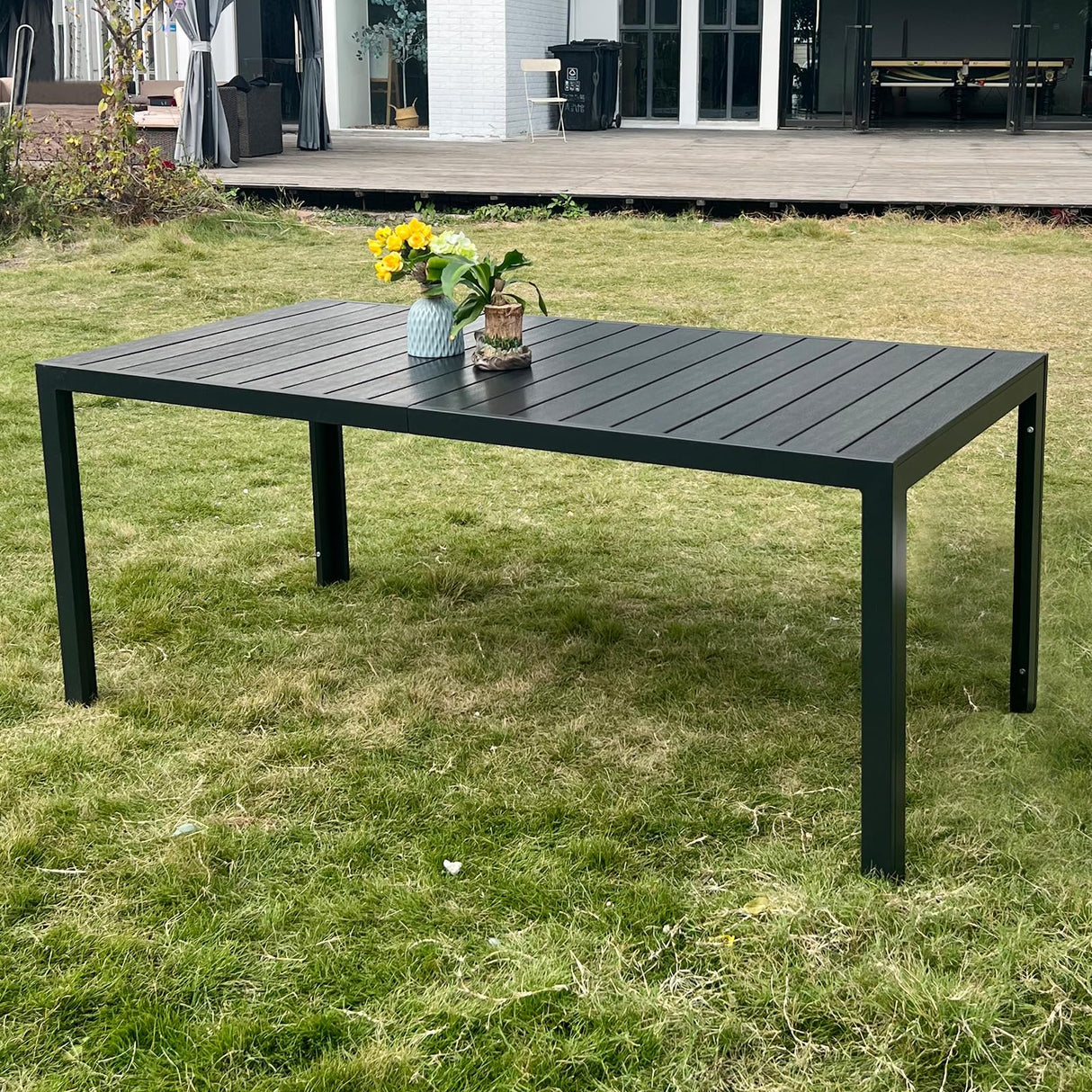 Dporticus Outdoor Dining Table for 8 Persons, 71'' Aluminum Frame Patio Dining Table