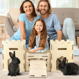 Wooden Bunny Castle House Multistory Climbing Tower Hideout Ventilated Sturdy Habitat