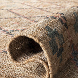 SAFAVIEH Kilim Collection 7' Square Natural/Blue KLM753A Handmade Moroccan Boho Jute & Cotton Area Rug