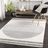 Penrod Modern Geometric Area Rug,7'10" x 10',Black/Ivory