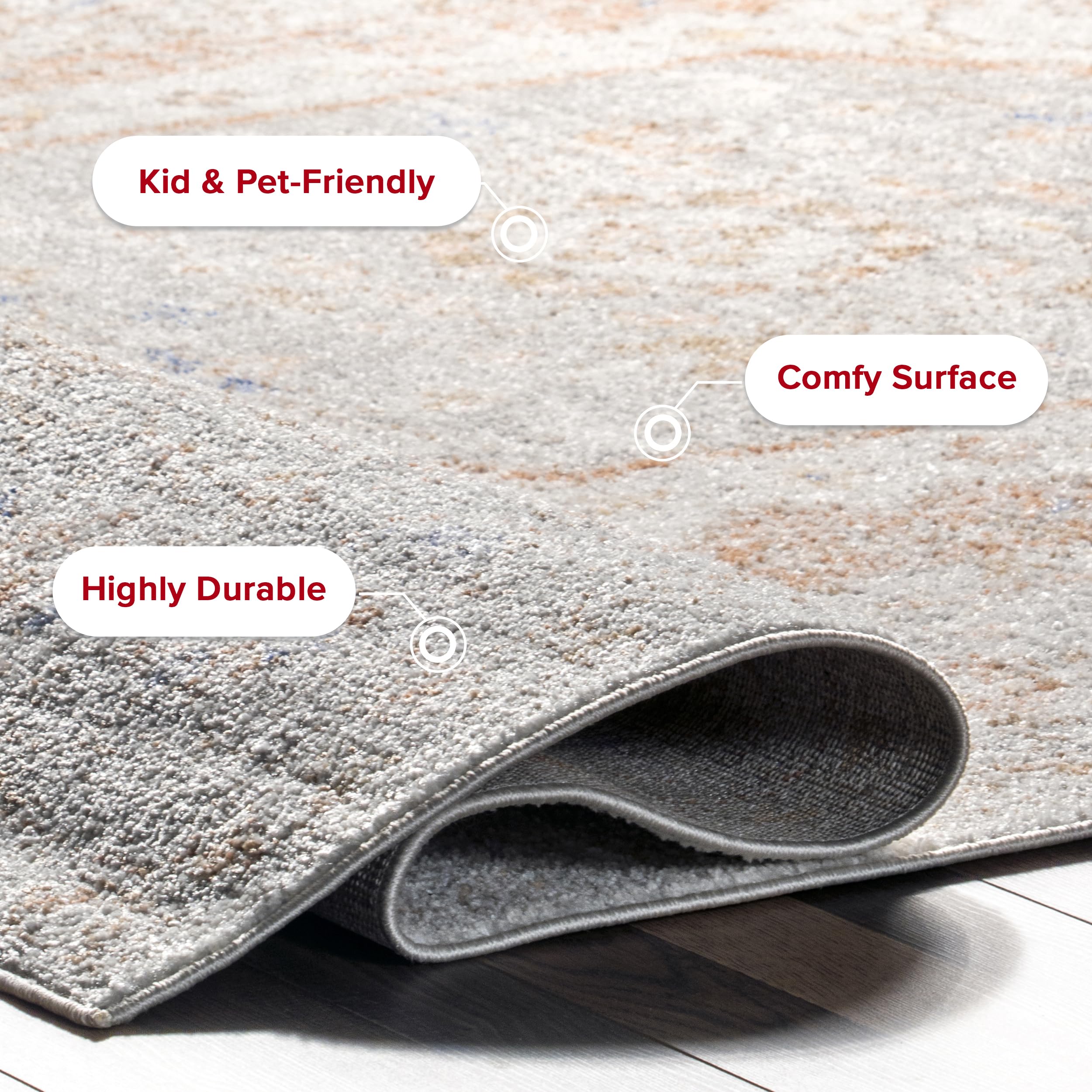 Jacquie Vintage Floral Area Rug 10x14 - Transitional Silver Ivory